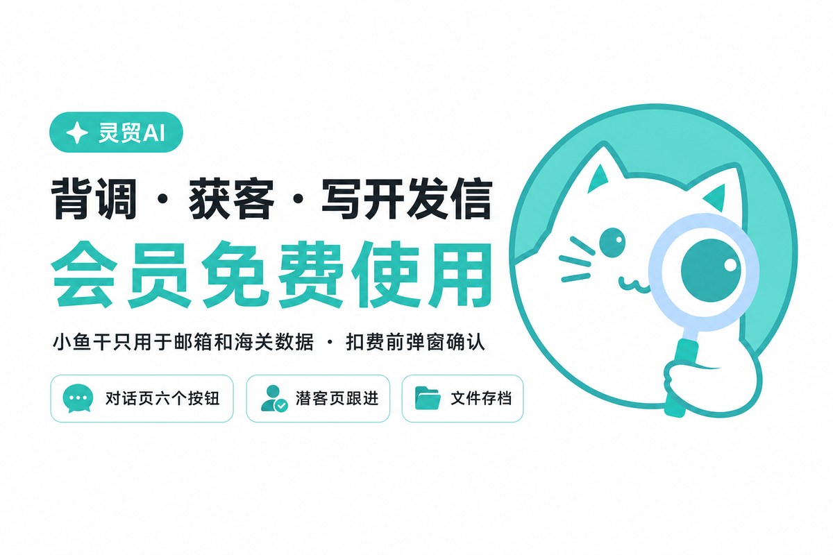 背调、获客、写开发信会员免费用：小鱼干规则与对话页怎么用
