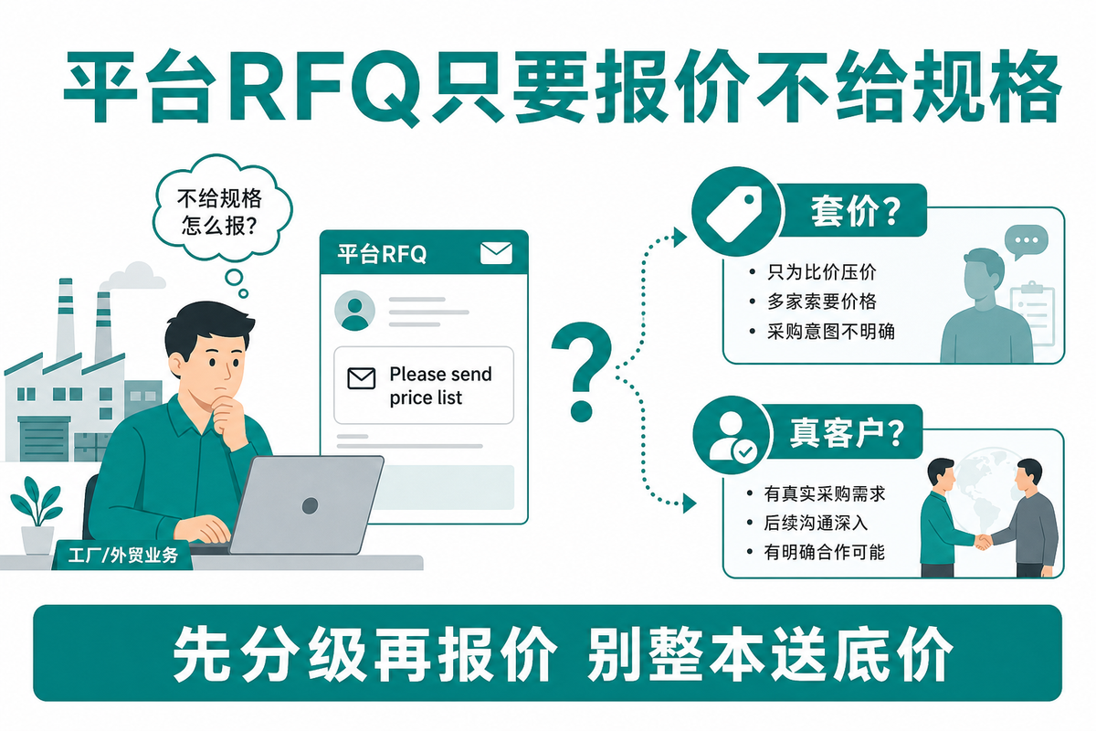 平台RFQ只要报价不给规格——怎么判断是套价还是真客户？