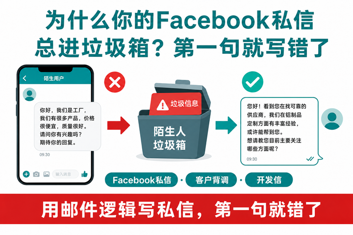 为什么你的Facebook私信总进垃圾箱？第一句就写错了