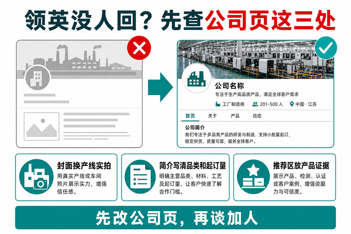LinkedIn没人回？先查公司页这三个地方——封面、About、Featured